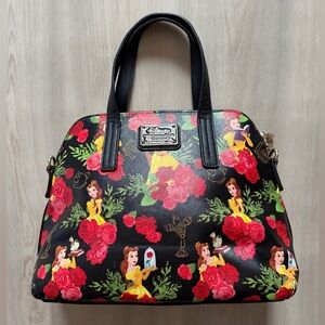 Loungefly Disney Beauty and The Beast Floral Roses Satchel Handbag Bag Purse